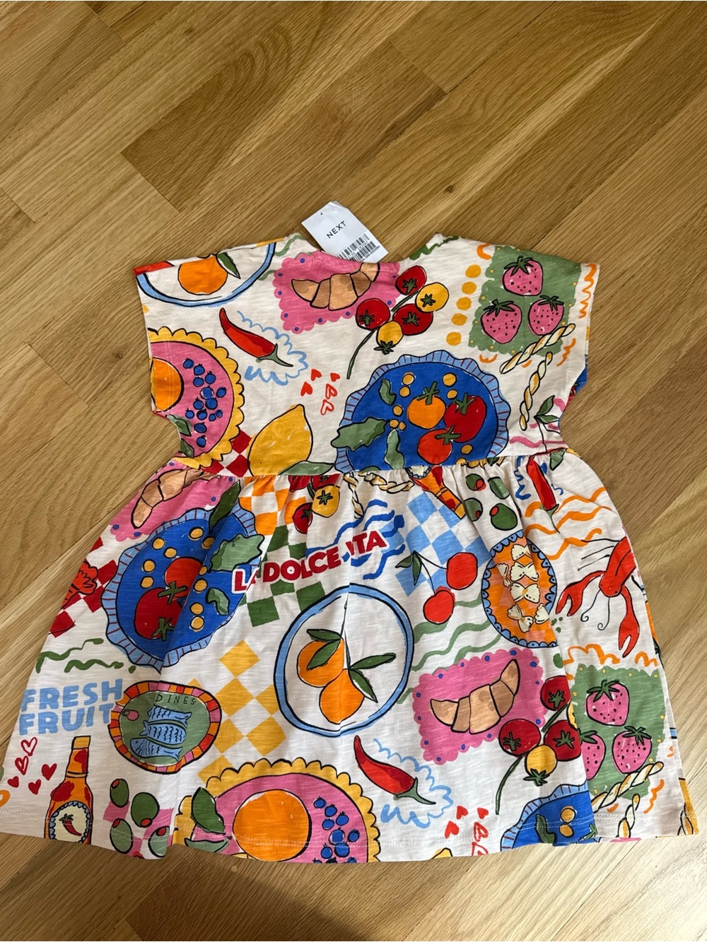NEW WITH TAGS next 🦞 Bright Amalfi Jersey Dress size 2-3 - Picture 5 of 5